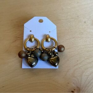 Gold Heart Dangle Earrings